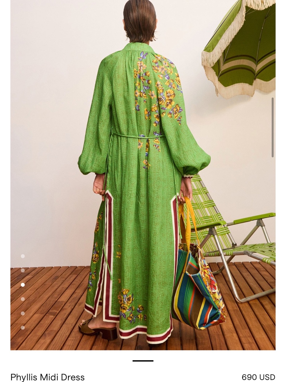 Alemais Green Floral midi Dress with Tassel Tie - Picture 6 of 8